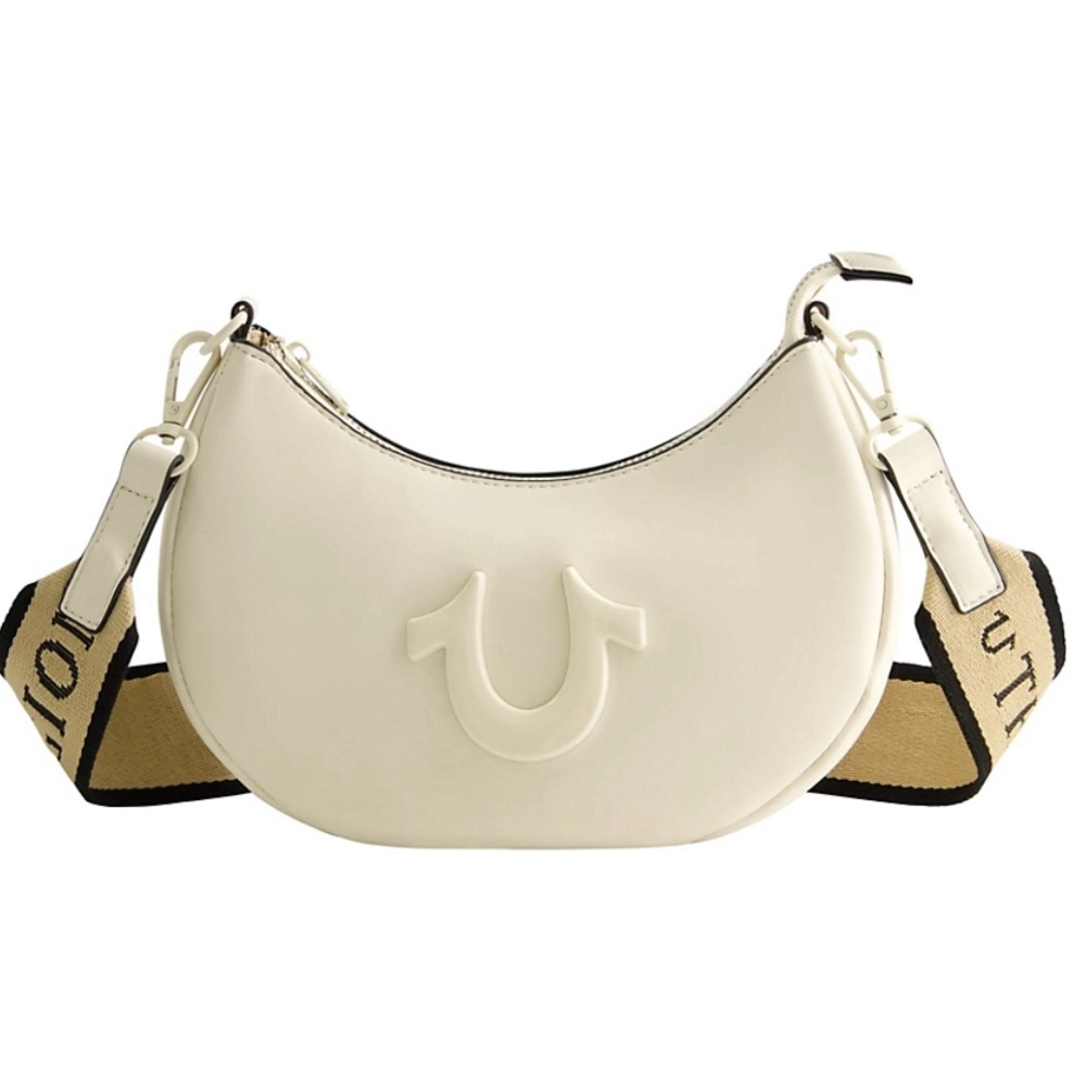 True Religion Logo Strap Hobo Bag - Ivory